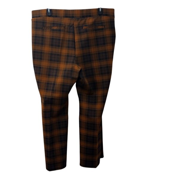 Iman: 2pc Plaid Pantsuit, Size 2X, Brunt Orange, Brown, Black - Picture 10 of 13